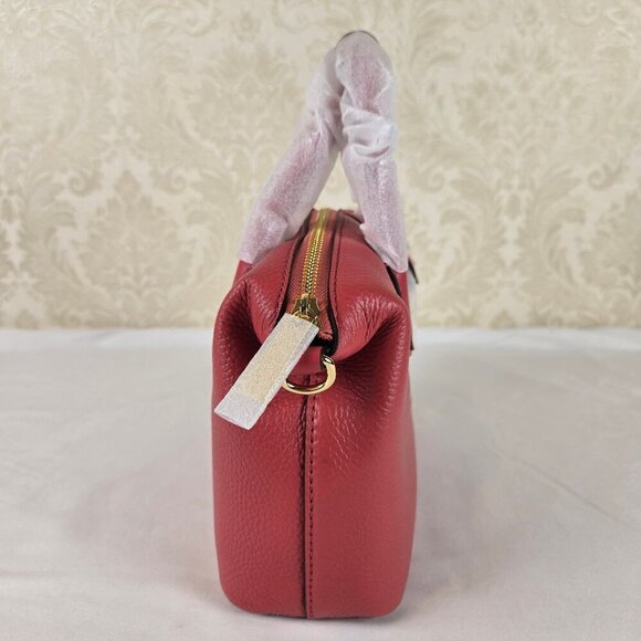 Michael Kors Hyde Small Pebbled Leather Satchel Light Berry Sorbet Double Handle - Picture 6 of 14